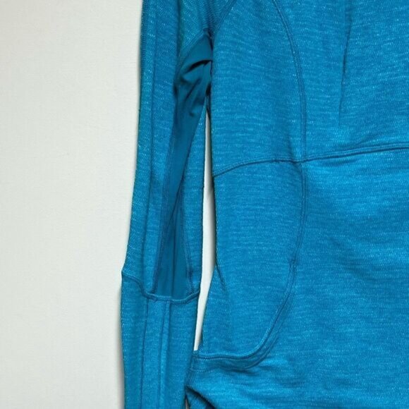 Lululemon base runner Mini Check Pique Surge Heathered Turquoise Pullover Sz 6 - Picture 16 of 16